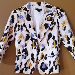 [Sandro] White, Blue, Tan Printed Blazer Jacket